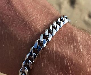 pulseira cordão Masculino Prata baiano de aço inox