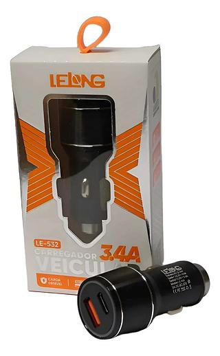 FONTE DE CARRO 2 USB 3.4A LE 532