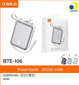 Carregador Portatil Power Bank 20000mah AGOLD 45W