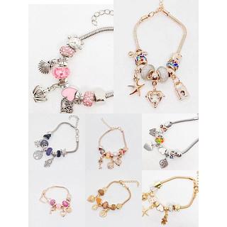 Pulseira FEMININO DOURADO 925 com Diferentes Pingentes