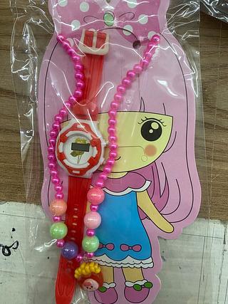 （Relógio com bateria descarregada）Kit Relogio Digital Infantil + Colar Surpresa Enviar aleatoriamente